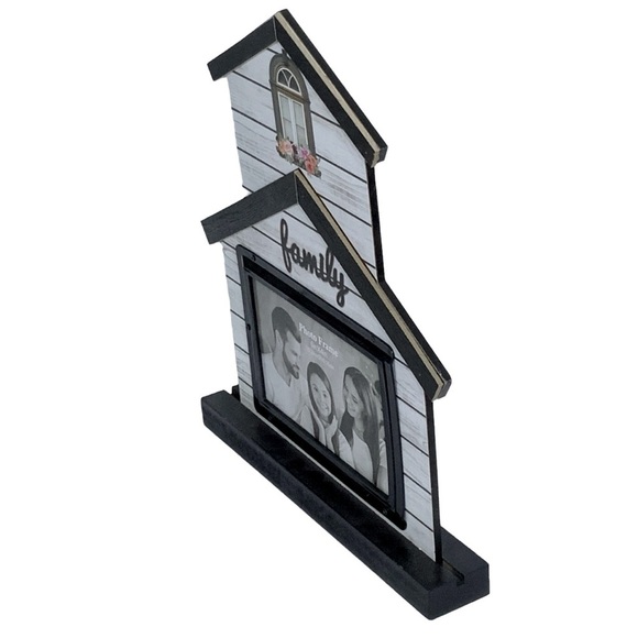 Photo Picture Frame Freestanding House Shape Modern Farmhouse Black White 4x6 - Picture 4 of 16
